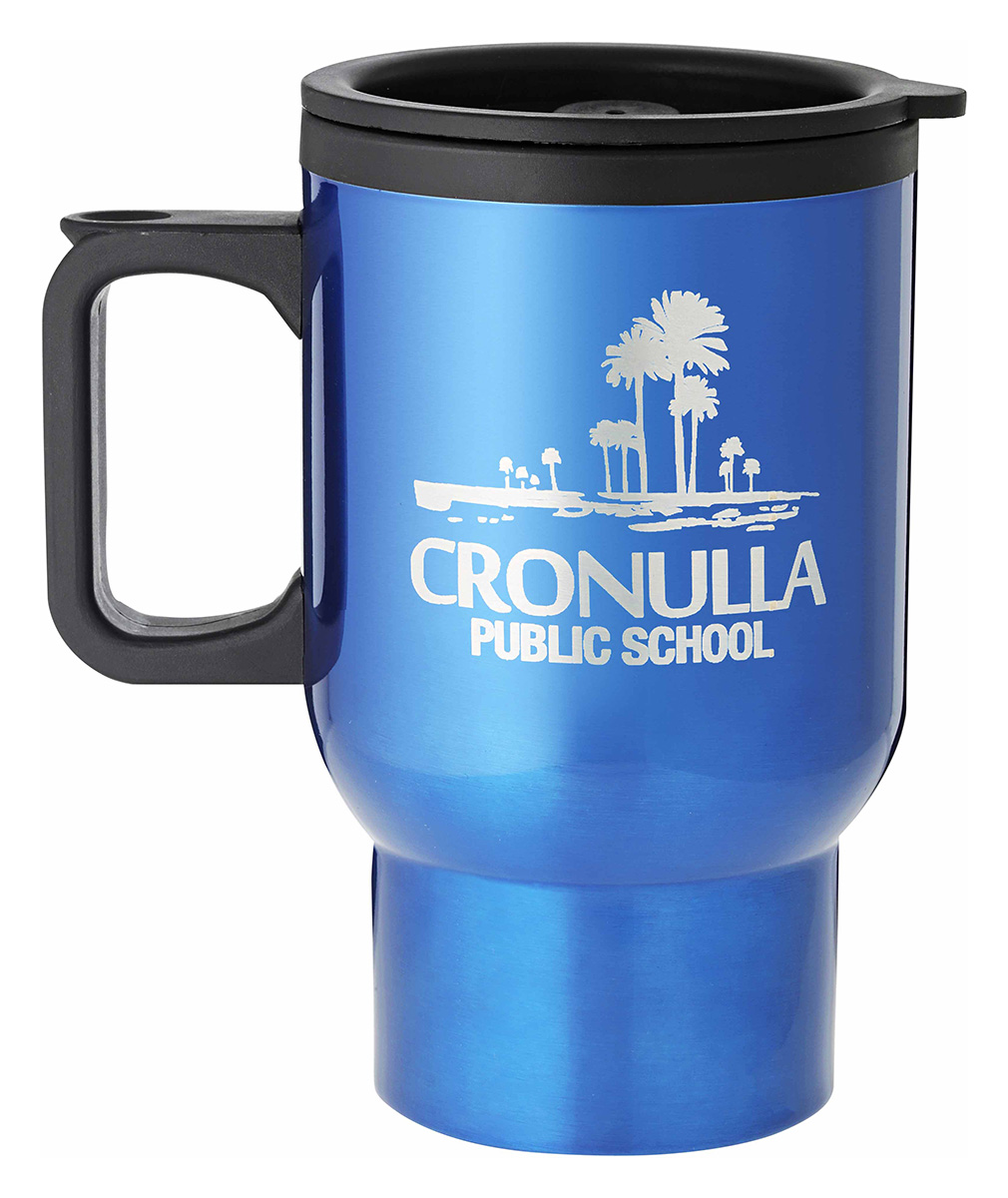 Blue Travel Mug With Handle Ambassador Trophies